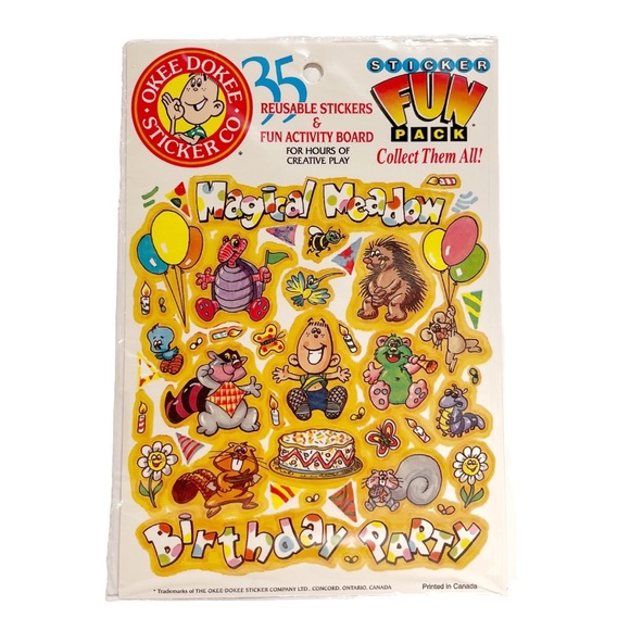 Vintage Okee Dokee Sticker Co Sticker Packs Lot Reusable Stickers Activity Board - Picture 2 of 7